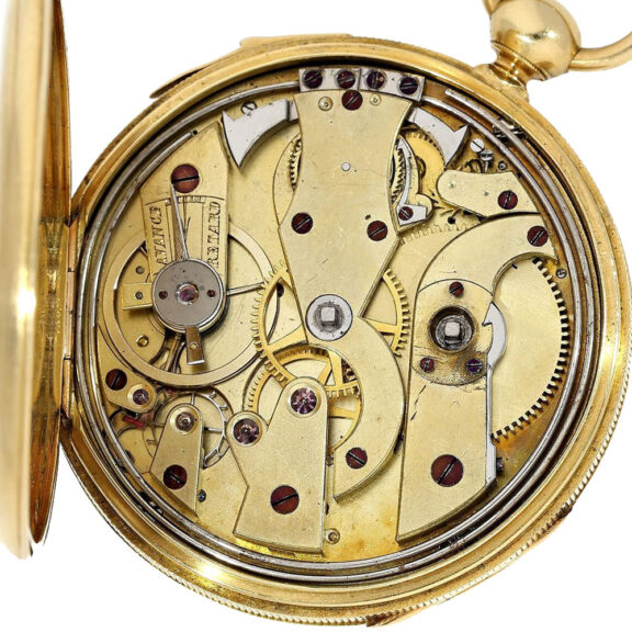 Swiss gold quarter repeating lever pocket watch Circa 1840 Swiss gold quarter repeating lever pocket watch Circa 1840