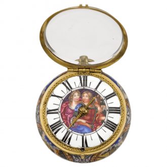 Swiss gold and enamel single handed pocket watch Circa 1690