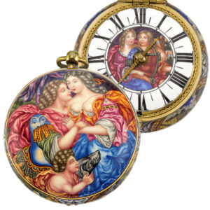 Swiss gold and enamel single handed pocket watch Circa 1690