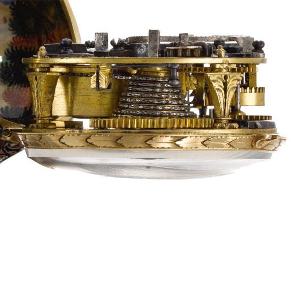 Swiss gold and enamel single handed pocket watch Circa 1690 Swiss gold and enamel single handed pocket watch Circa 1690