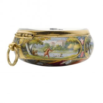 French gold and enamel single cased verge watch Circa 1660-1685