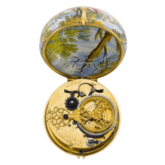 French gold and enamel single cased verge watch Circa 1660-1685 French gold and enamel single cased verge watch Circa 1660-1685