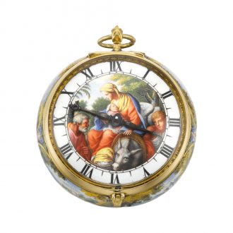 French gold and enamel single cased verge watch Circa 1660-1685