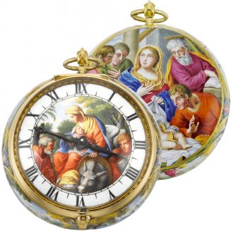 French gold and enamel single cased verge watch Circa 1660-1685