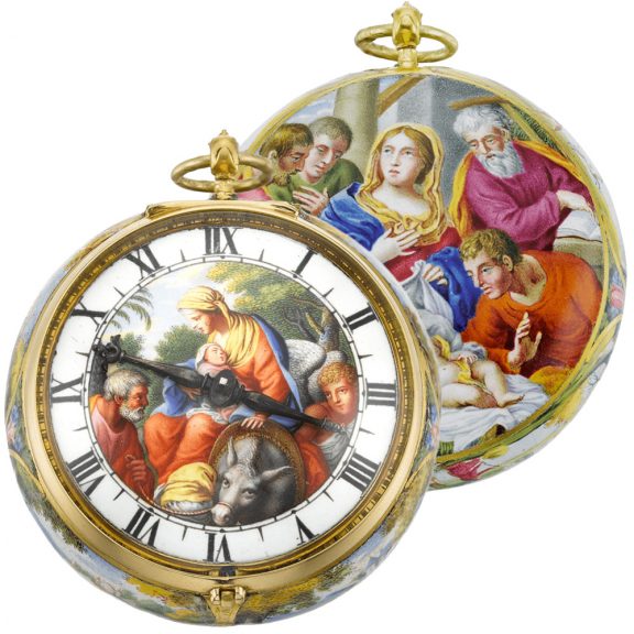 French gold and enamel single cased verge watch Circa 1660-1685
