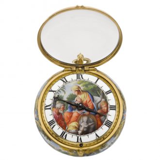 French gold and enamel single cased verge watch Circa 1660-1685