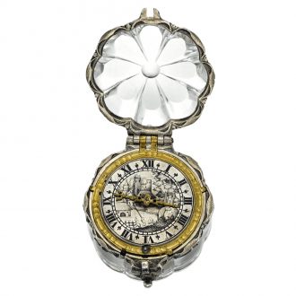 English silver and rock crystal scallop form verge watch Circa 1640