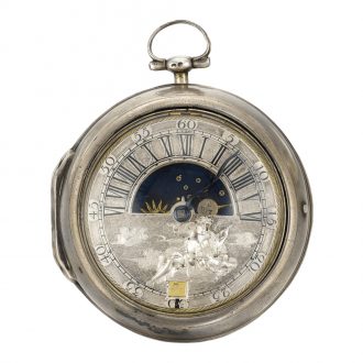 Dutch pair cased sun and moon verge watch with date Circa 1720