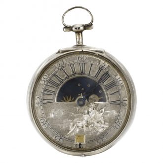 Dutch pair cased sun and moon verge watch with date Circa 1720