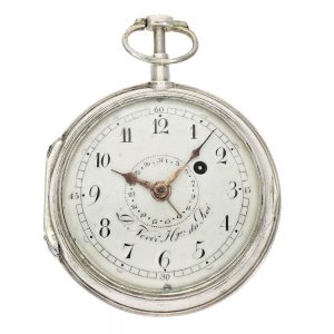 German silver quarter repeating verge pocket watch Circa 1810