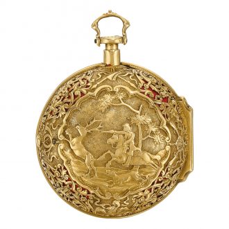 English repeating pocket watch with repoussé decoration Circa 1740