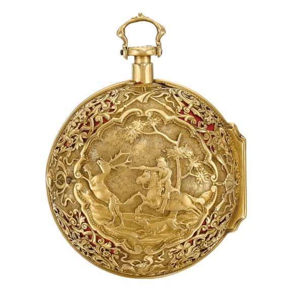 English repeating pocket watch with repoussé decoration Circa 1740 English repeating pocket watch with repoussé decoration Circa 1740
