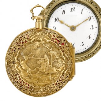 English repeating pocket watch with repoussé decoration Circa 1740