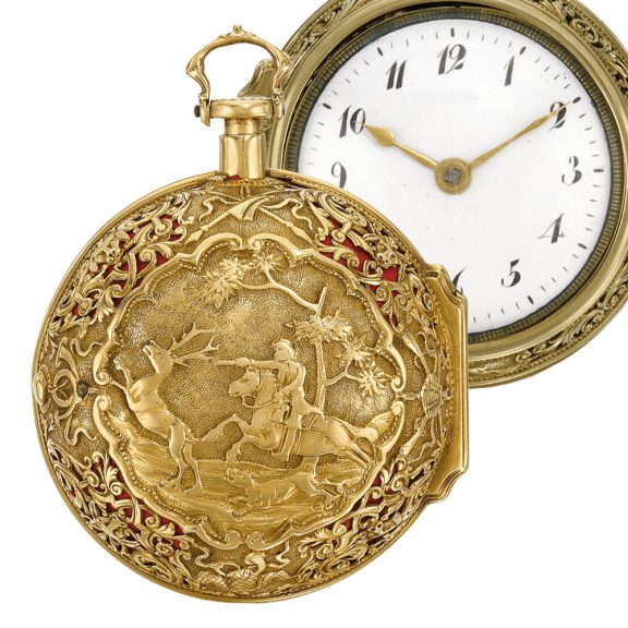 English repeating pocket watch with repoussé decoration Circa 1740