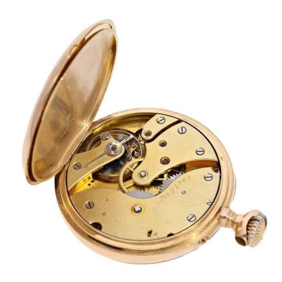 Swiss gold open faced keyless lever pocket watch Circa 1899 Swiss gold open faced keyless lever pocket watch Circa 1899