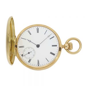 Swiss 18k gold full hunting lever pocket watch Circa 1852