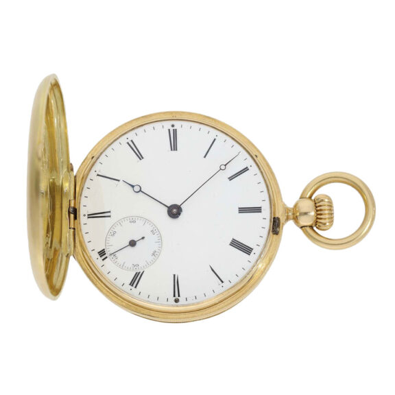 Swiss 18k gold full hunting lever pocket watch Circa 1852