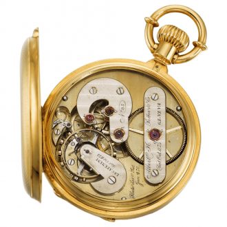 Rare Swiss hunting cased keyless pocket chronometer Circa 1885