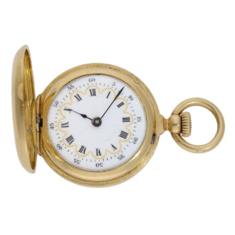 Small Swiss gold half hunting cylinder watch Circa 1870