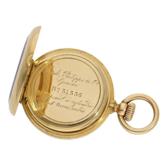 Small Swiss gold half hunting cylinder watch Circa 1870 Small Swiss gold half hunting cylinder watch Circa 1870