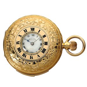 Swiss 18k gold half hunting cased repeating lever Circa 1900