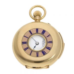 Swiss gold half hunter repeating pocket watch Circa 1890