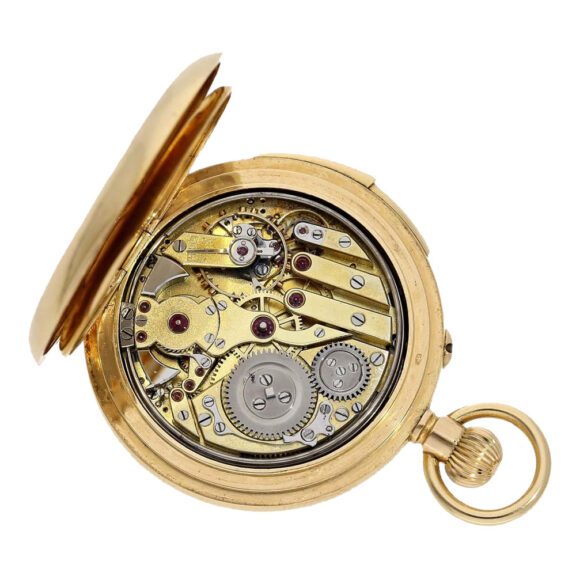 Swiss gold half hunter repeating pocket watch Circa 1890 Swiss gold half hunter repeating pocket watch Circa 1890