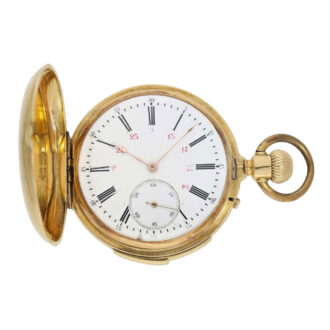 Swiss 18k gold hunting cased repeating watch Circa 1890
