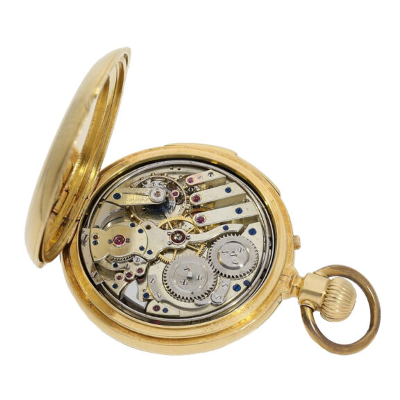 Swiss 18k gold hunting cased repeating watch Circa 1890 Swiss 18k gold hunting cased repeating watch Circa 1890