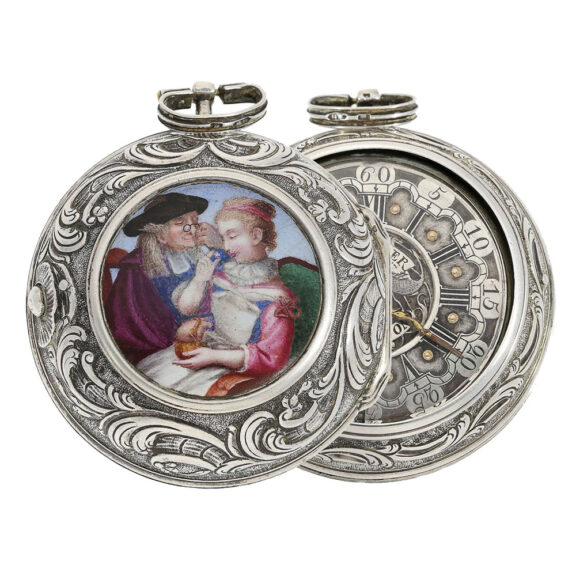 English verge watch in repoussé pair cases Circa 1760