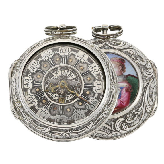 English verge watch in repoussé pair cases Circa 1760 English verge watch in repoussé pair cases Circa 1760