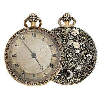 French gold, enamel case with floral ornaments Circa 1800