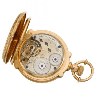 American hunting cased watch with locomotive scene Circa 1872