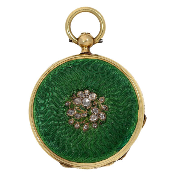 French gold miniature with splendid green enamel Circa 1830