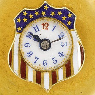 Swiss buttonhole watch with a stylised American flag Circa 1910