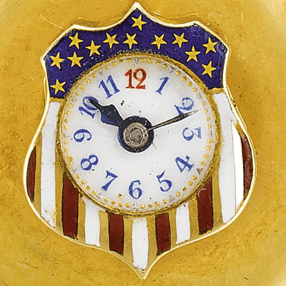 Swiss buttonhole watch with a stylised American flag Circa 1910 Swiss buttonhole watch with a stylised American flag Circa 1910