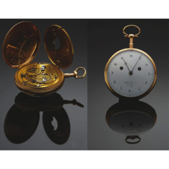 Swiss pink gold quarter repeating clock watch with grand and petite sonnerie Circa 1800