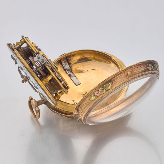 A French verge in gold and enamel consular case Circa 1760 A French verge in gold and enamel consular case Circa 1760