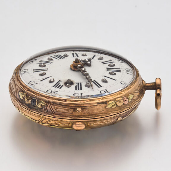 A French verge in gold and enamel consular case Circa 1760 A French verge in gold and enamel consular case Circa 1760