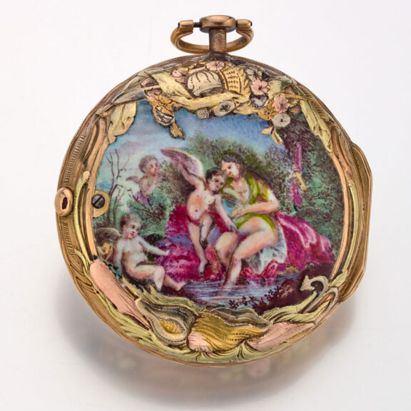 A French verge in gold and enamel consular case Circa 1760 A French verge in gold and enamel consular case Circa 1760