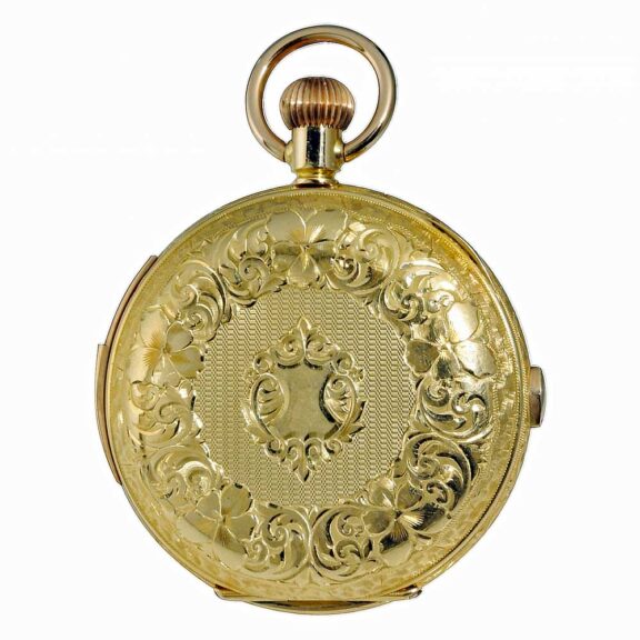 Swiss gold half hunter repeating pocket watch Circa 1910 Swiss gold half hunter repeating pocket watch Circa 1910