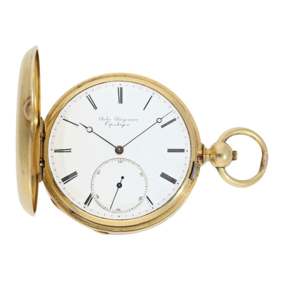 Danish gold hunting cased center seconds lever Circa 1860