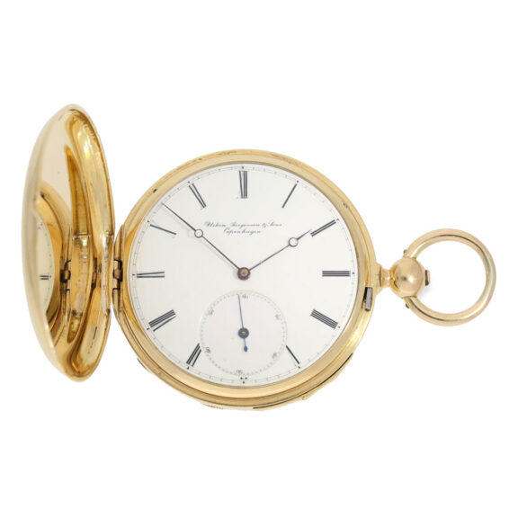 Danish gold quarter repeating hunting cased watch Circa 1870
