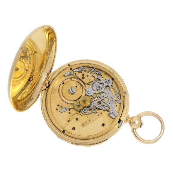 Danish gold quarter repeating hunting cased watch Circa 1870 Danish gold quarter repeating hunting cased watch Circa 1870