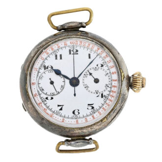 Early Swiss silver former wristwatch chronograph Circa 1915