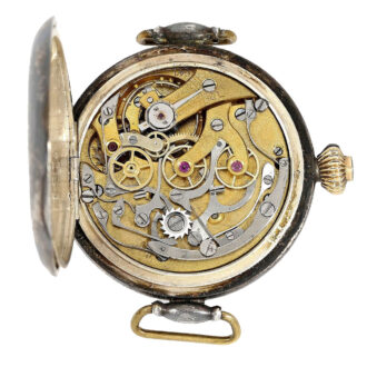 Early Swiss silver former wristwatch chronograph Circa 1915