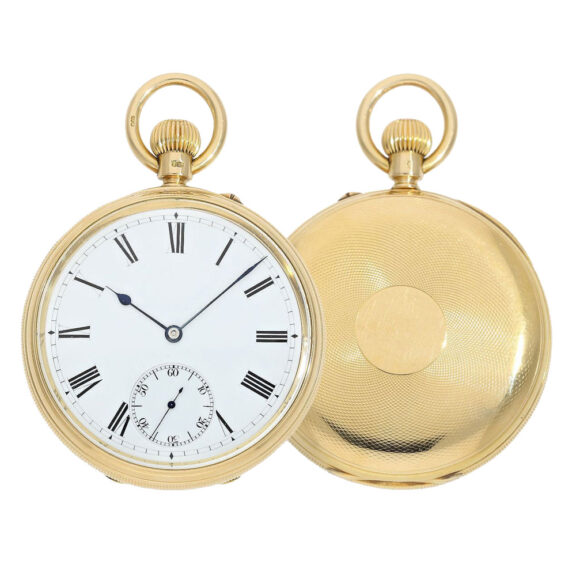 English 18k gold open faced lever pocket watch Circa 1879