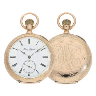 Swiss gold open faced watch with monogram Circa 1885 