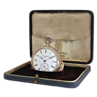 Swiss gold open faced watch with monogram Circa 1885 