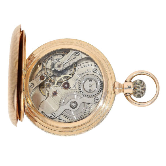 Swiss gold open faced watch with monogram Circa 1885 Swiss gold open faced watch with monogram Circa 1885